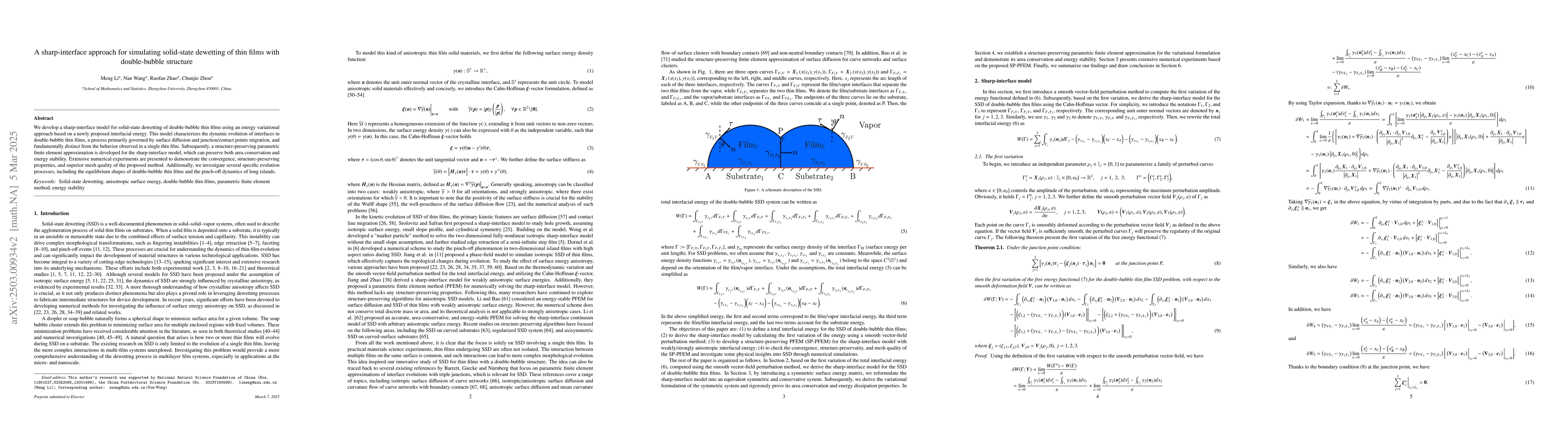 Thumbnail for A sharp-interface approach for simulating solid-state dewetting of thin
  films with double-bubble structure