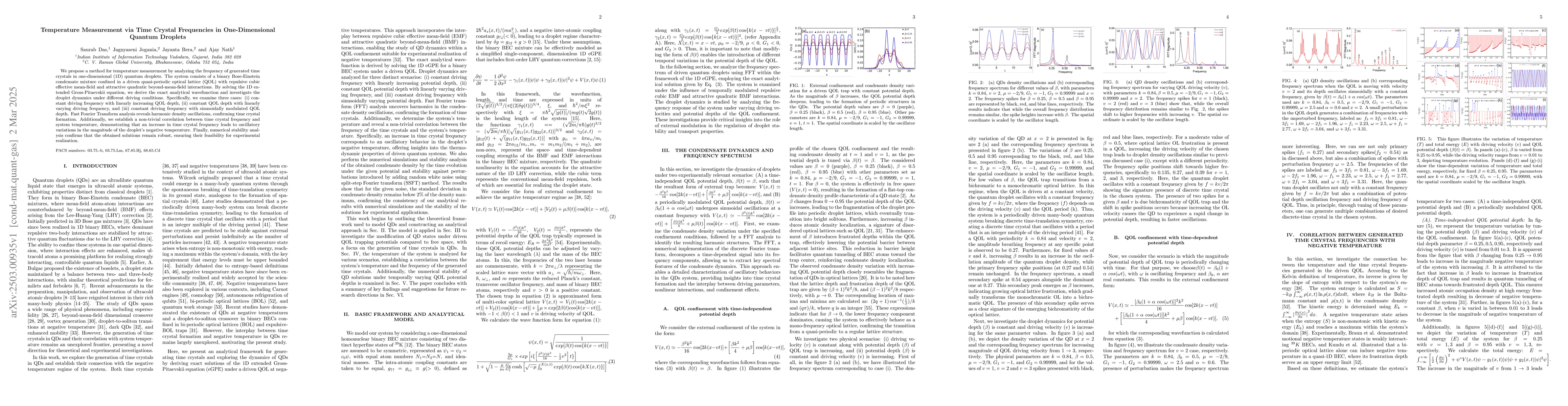 Thumbnail for Temperature Measurement via Time Crystal Frequencies in One-Dimensional
  Quantum Droplets