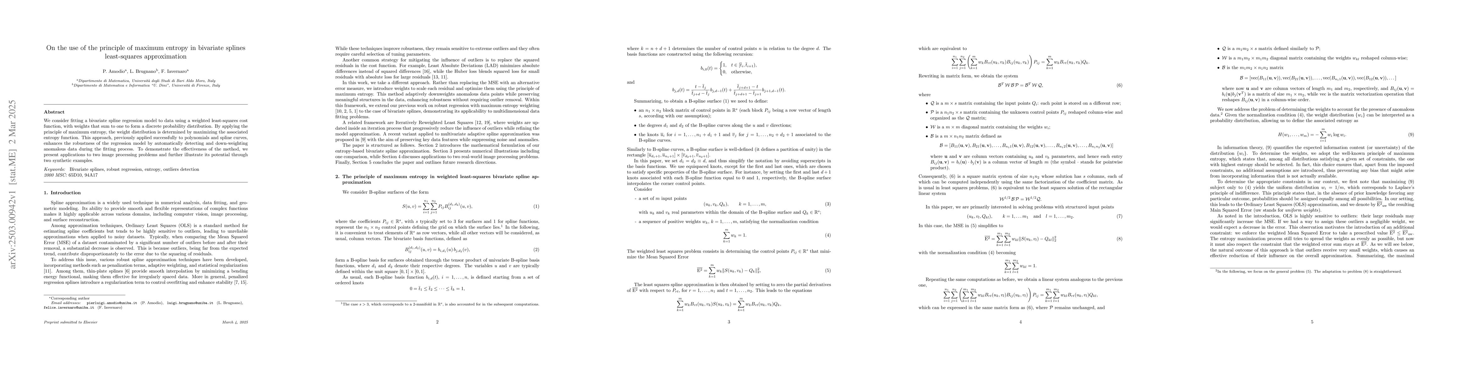 Thumbnail for On the use of the principle of maximum entropy in bivariate splines
  least-squares approximation