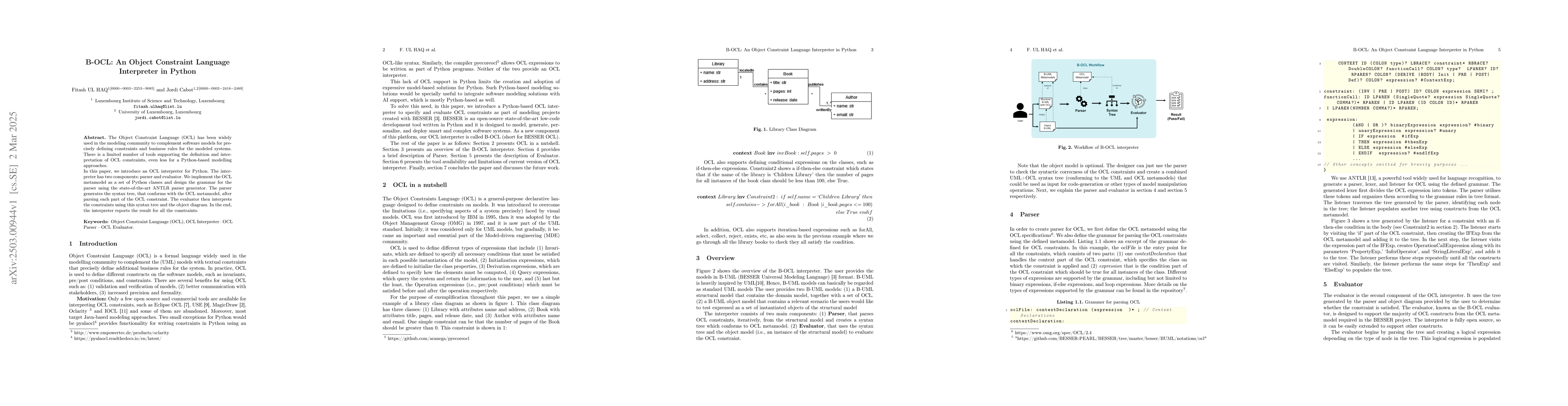 Thumbnail for B-OCL: An Object Constraint Language Interpreter in Python