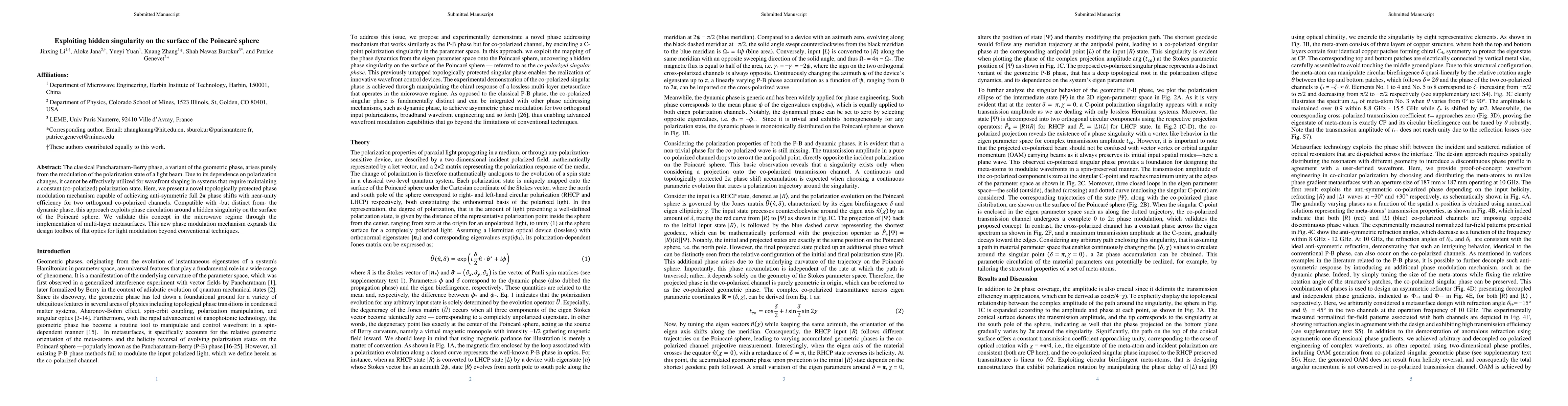 Thumbnail for Exploiting hidden singularity on the surface of the Poincaré sphere