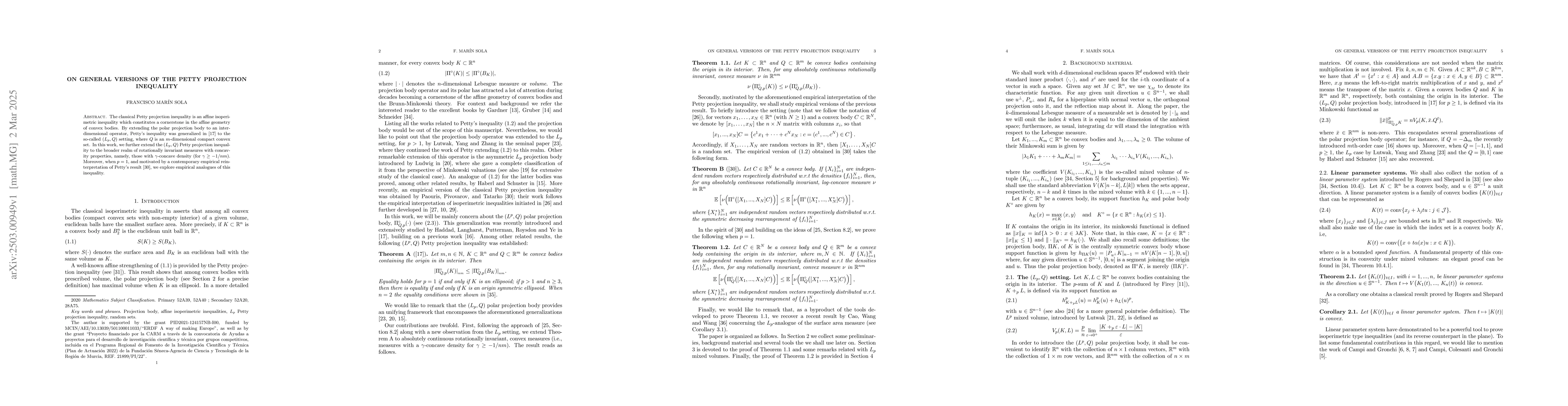 Thumbnail for On general versions of the Petty projection inequality