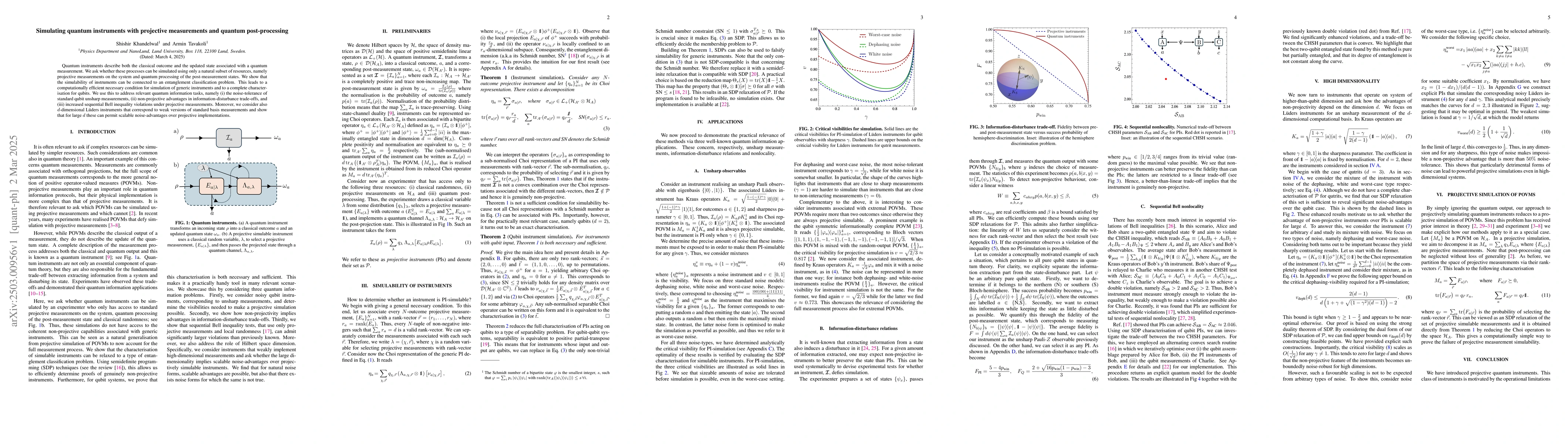 Thumbnail for Simulating quantum instruments with projective measurements and quantum
  post-processing