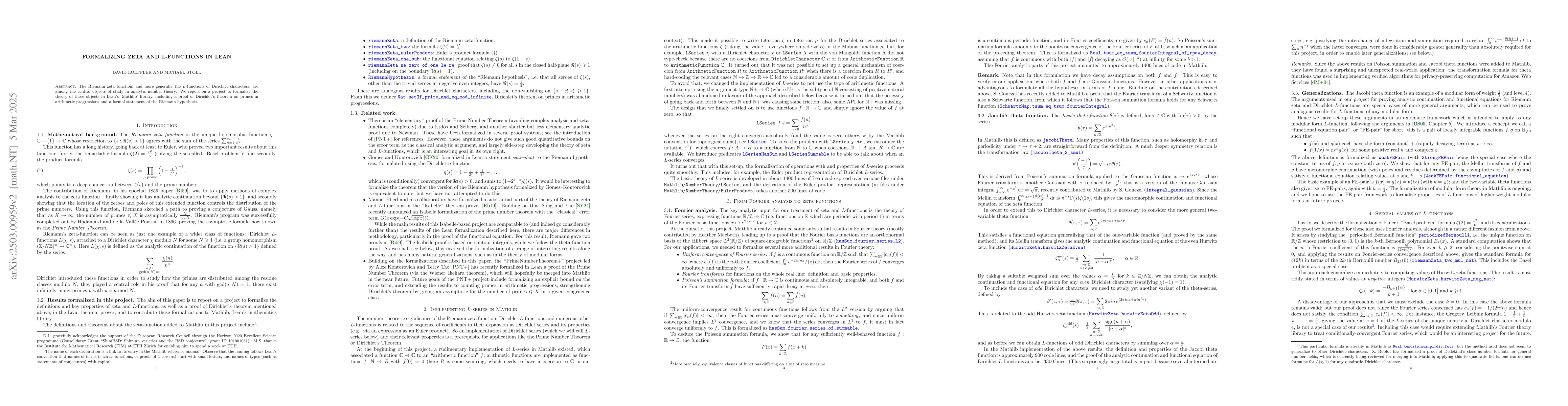 Thumbnail for Formalizing zeta and L-functions in Lean