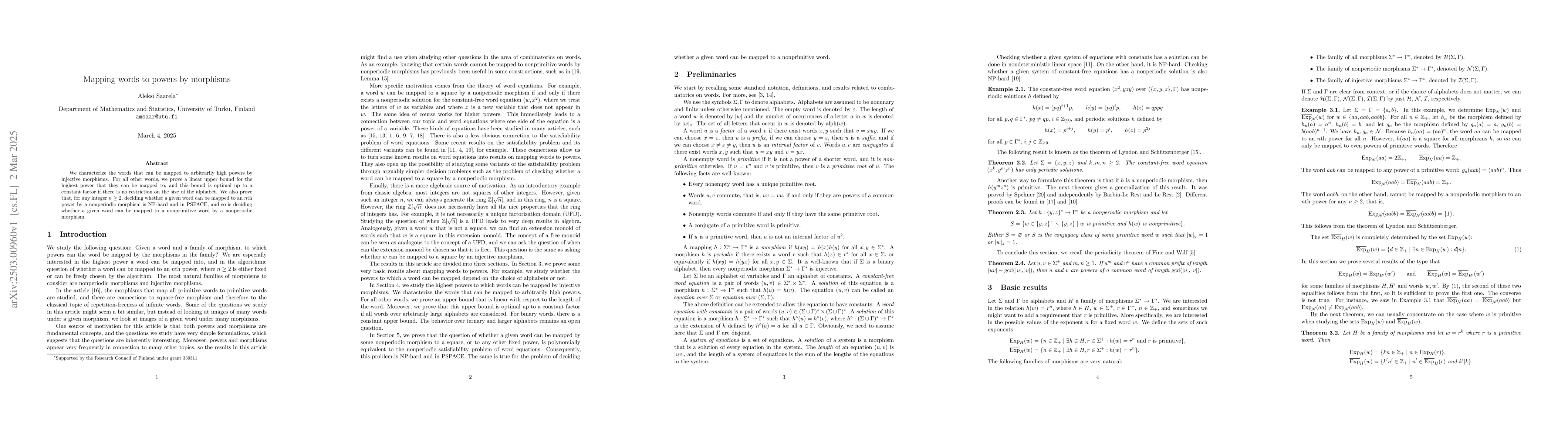 Thumbnail for Mapping words to powers by morphisms