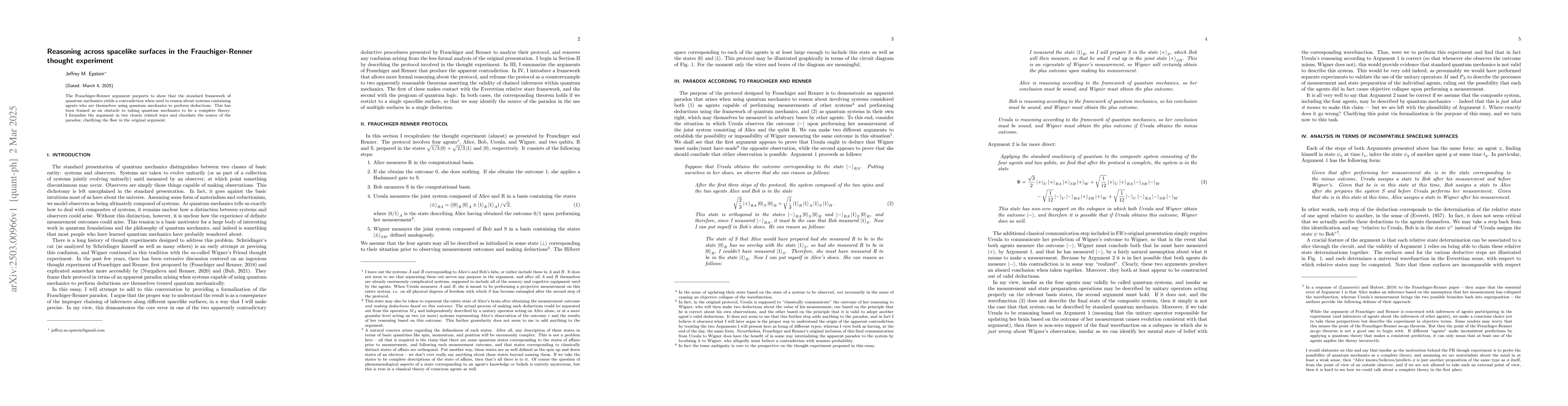 Thumbnail for Reasoning across spacelike surfaces in the Frauchiger-Renner thought
  experiment