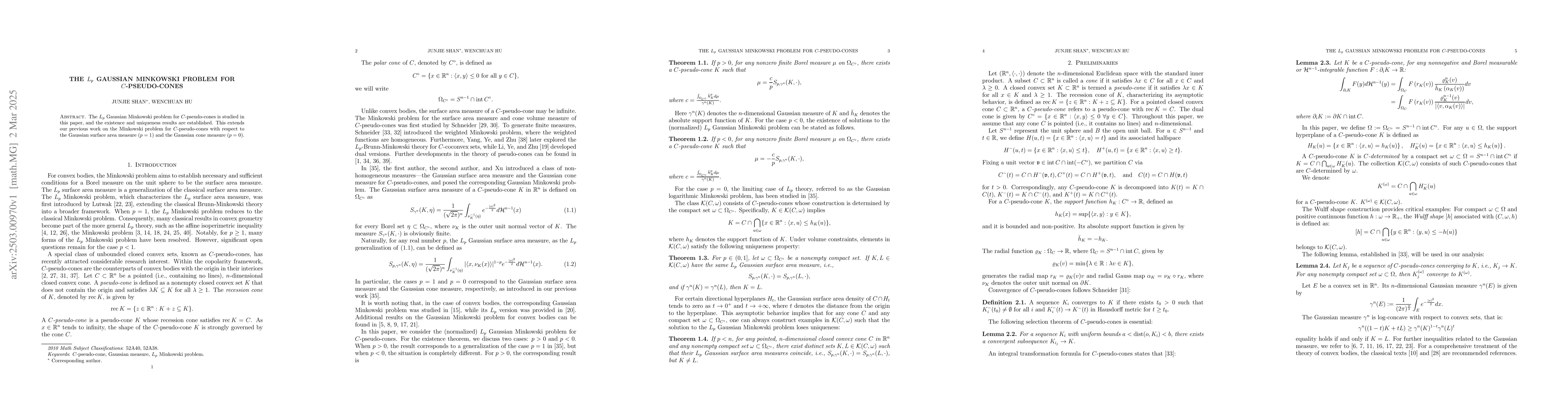 Thumbnail for The $L_{p}$ Gaussian Minkowski problem for $C$-pseudo-cones