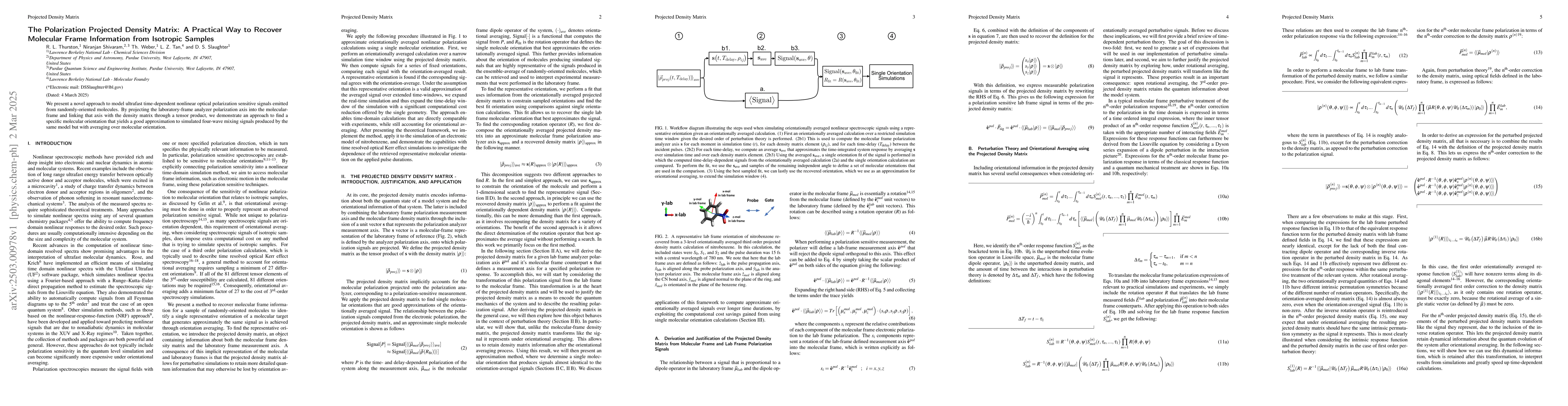 Thumbnail for The Polarization Projected Density Matrix: A Practical Way to Recover
  Molecular Frame Information from Isotropic Samples