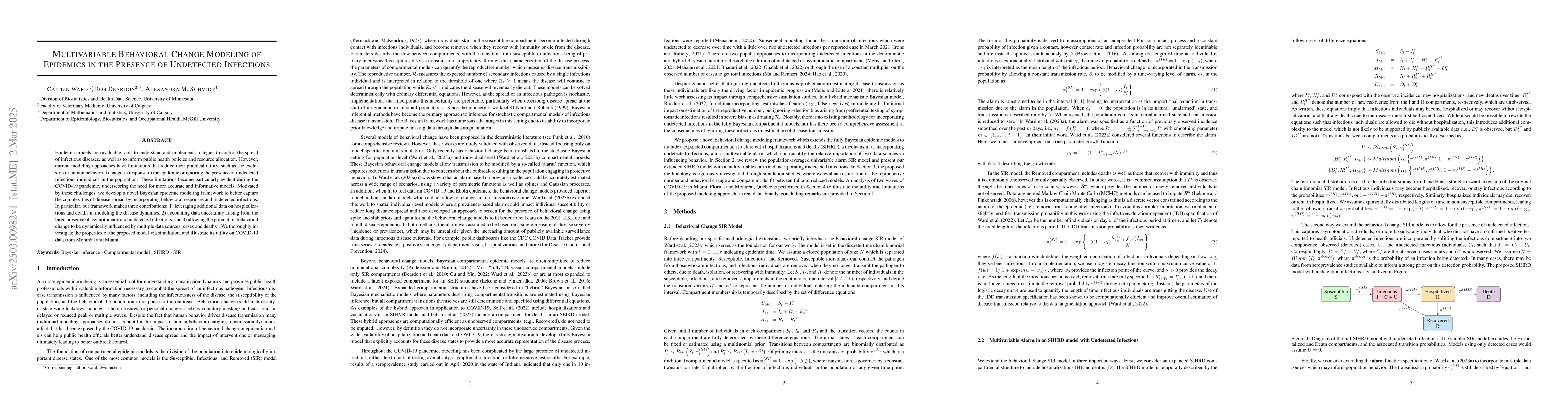 Thumbnail for Multivariable Behavioral Change Modeling of Epidemics in the Presence of
  Undetected Infections