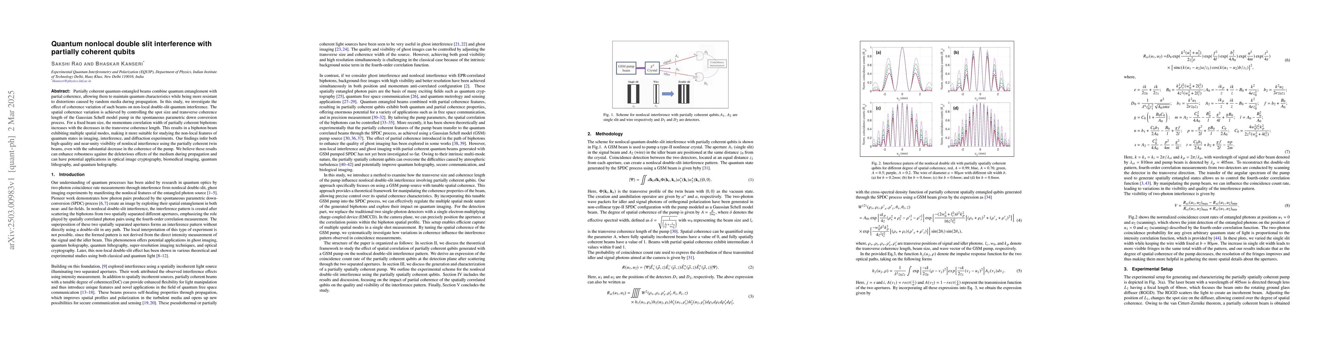 Thumbnail for Quantum nonlocal double slit interference with partially coherent qubits