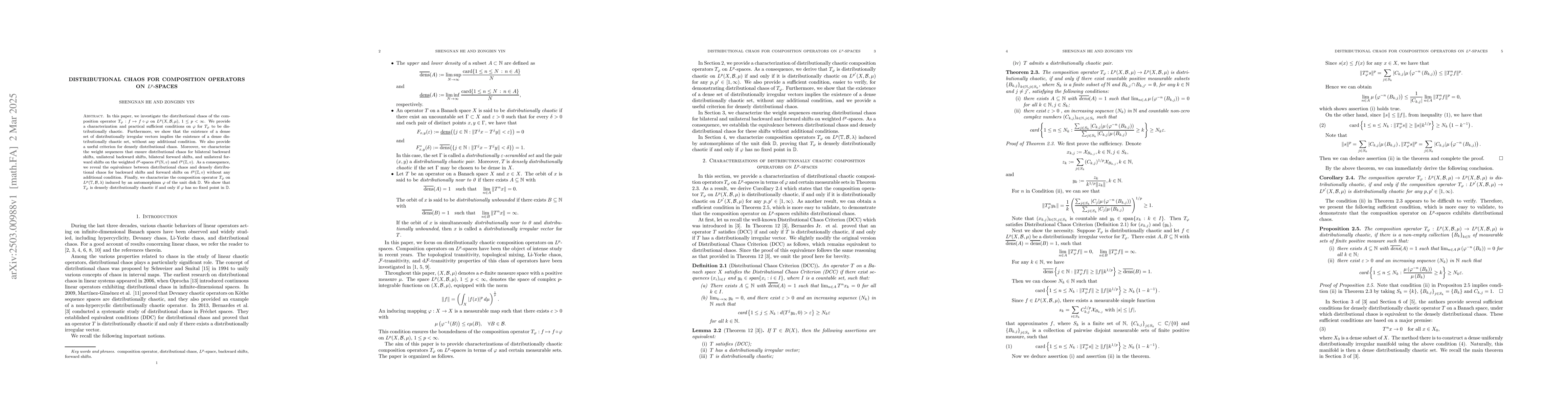 Thumbnail for Distributional chaos for composition operators on $L^{p}$-spaces