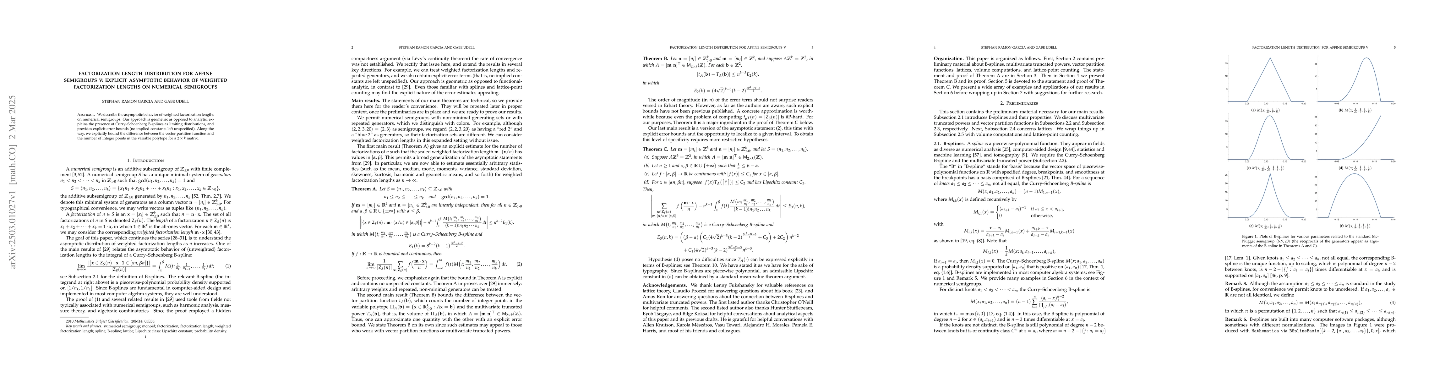 Thumbnail for Factorization length distribution for affine semigroups V: explicit
  asymptotic behavior of weighted factorization lengths on numerical semigroups