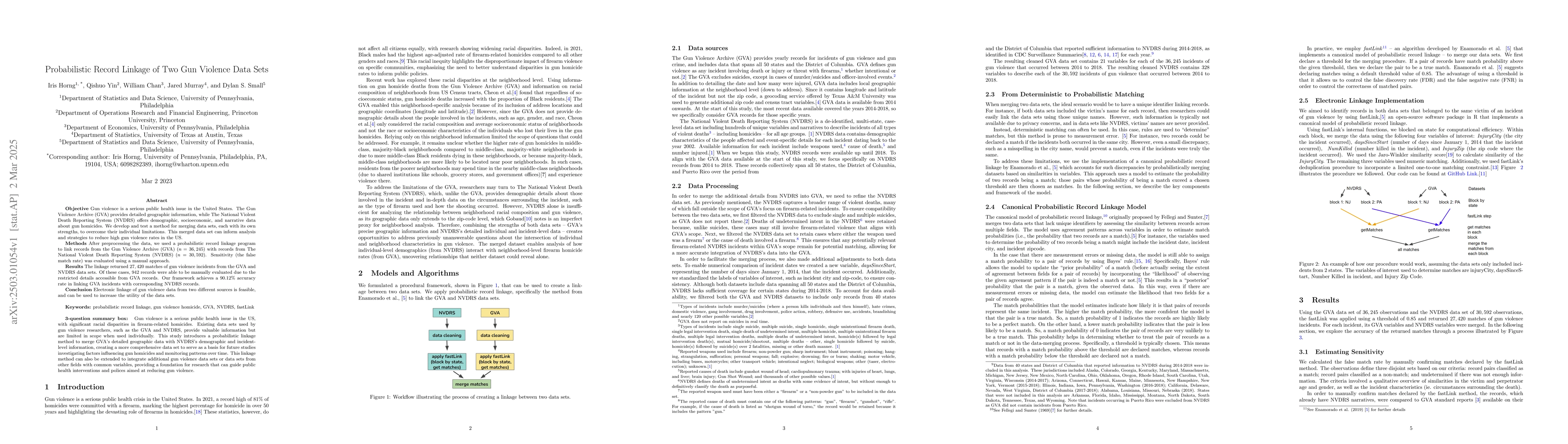 Thumbnail for Probabilistic Record Linkage of Two Gun Violence Data Sets