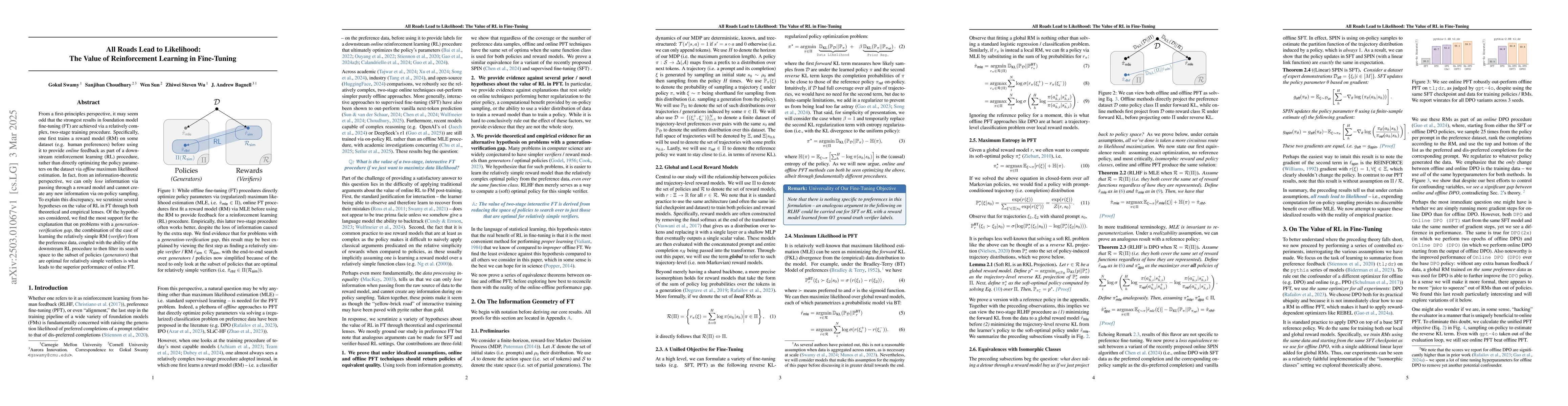 Thumbnail for All Roads Lead to Likelihood: The Value of Reinforcement Learning in
  Fine-Tuning