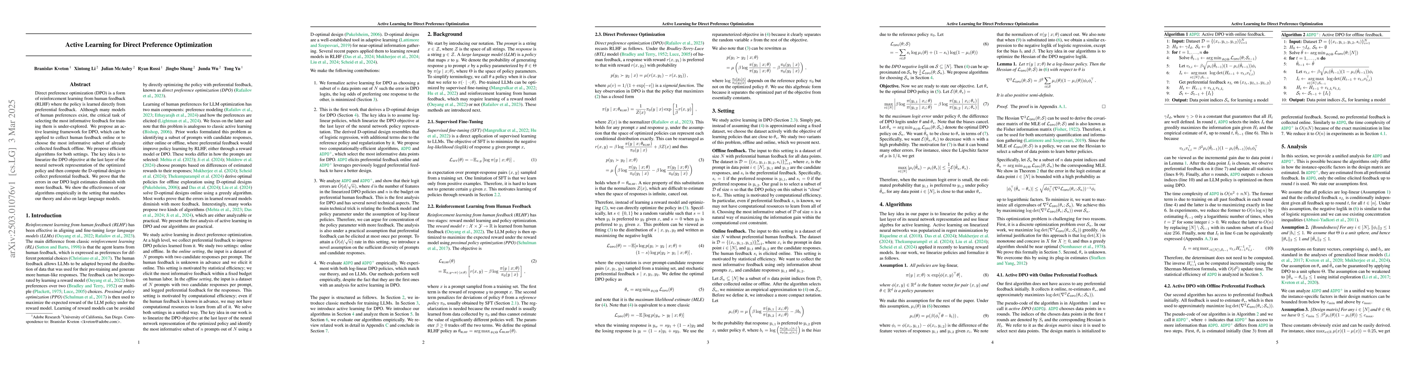 Thumbnail for Active Learning for Direct Preference Optimization