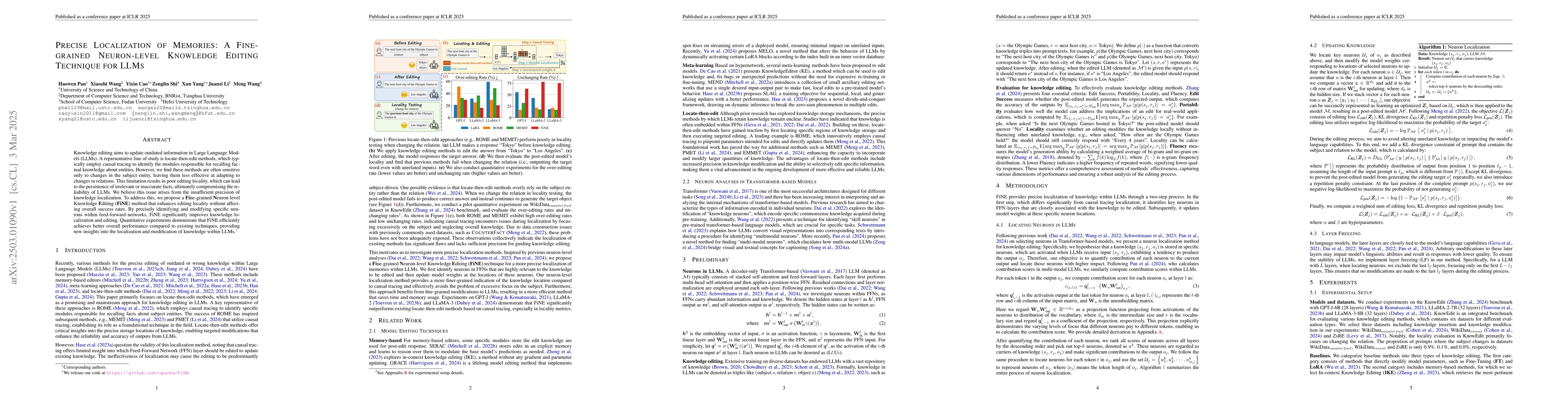 Thumbnail for Precise Localization of Memories: A Fine-grained Neuron-level Knowledge
  Editing Technique for LLMs