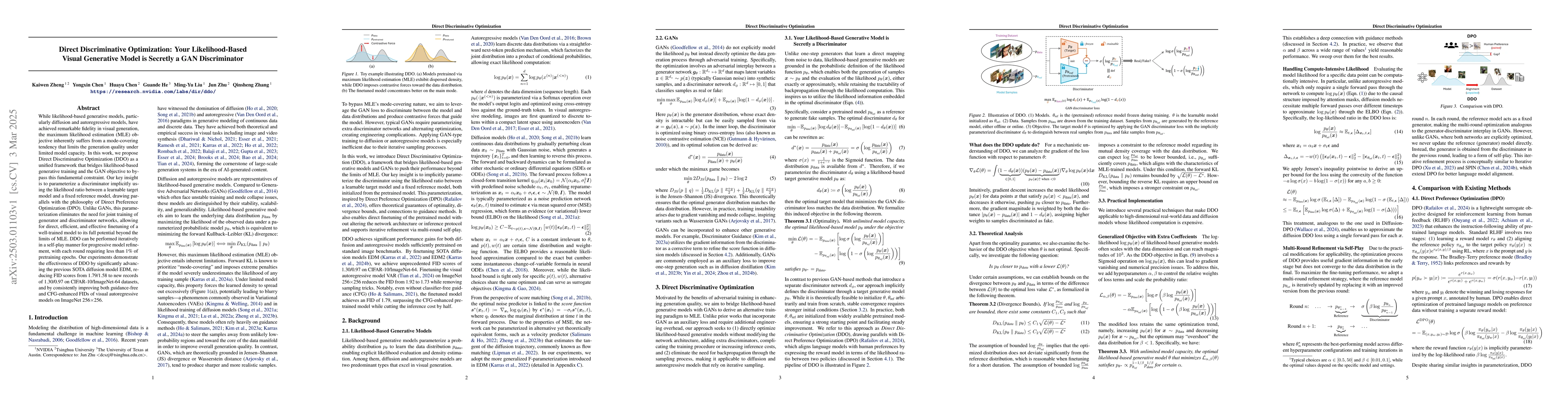Thumbnail for Direct Discriminative Optimization: Your Likelihood-Based Visual
  Generative Model is Secretly a GAN Discriminator