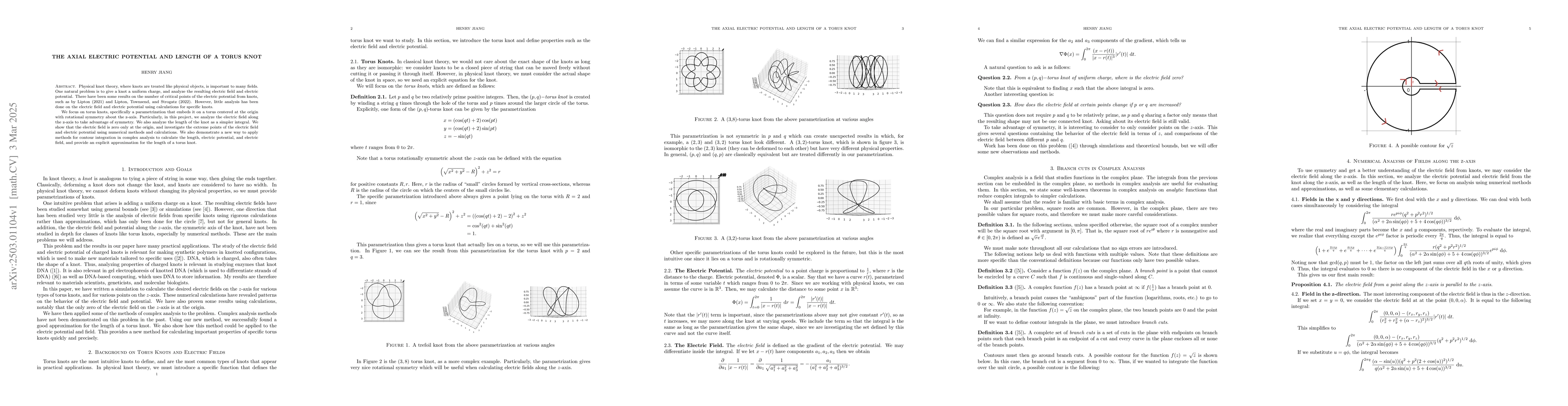 Thumbnail for The Axial Electric Potential and Length of a Torus Knot