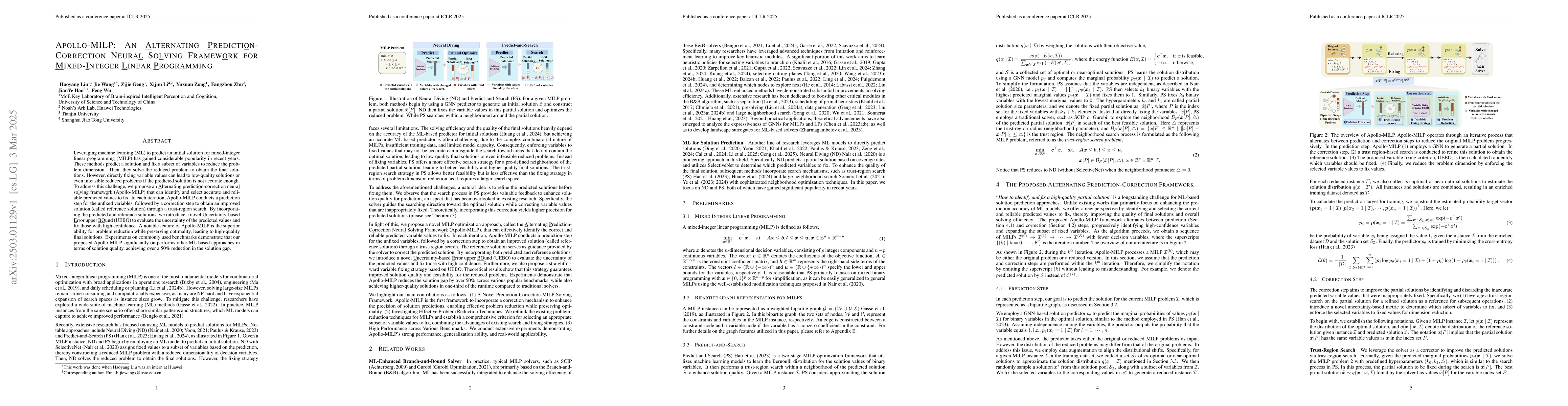 Thumbnail for Apollo-MILP: An Alternating Prediction-Correction Neural Solving
  Framework for Mixed-Integer Linear Programming