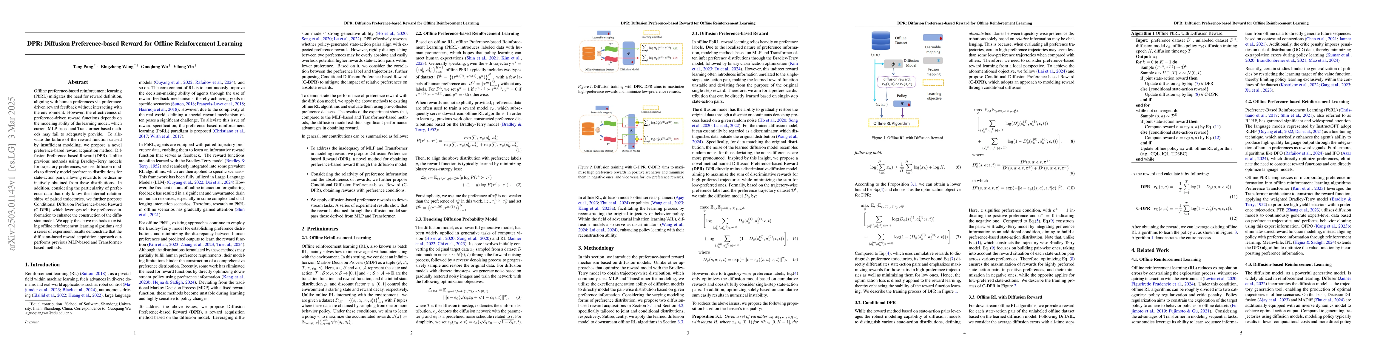 Thumbnail for DPR: Diffusion Preference-based Reward for Offline Reinforcement
  Learning