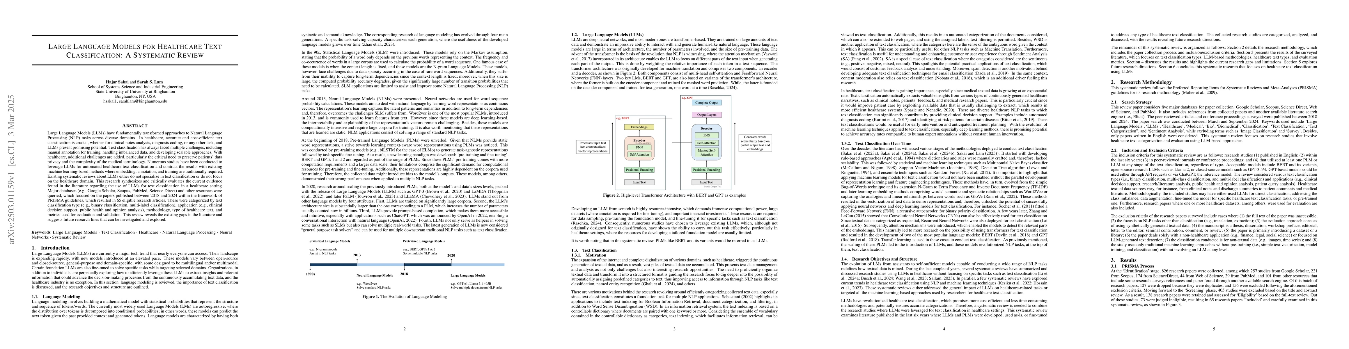 Thumbnail for Large Language Models for Healthcare Text Classification: A Systematic
  Review
