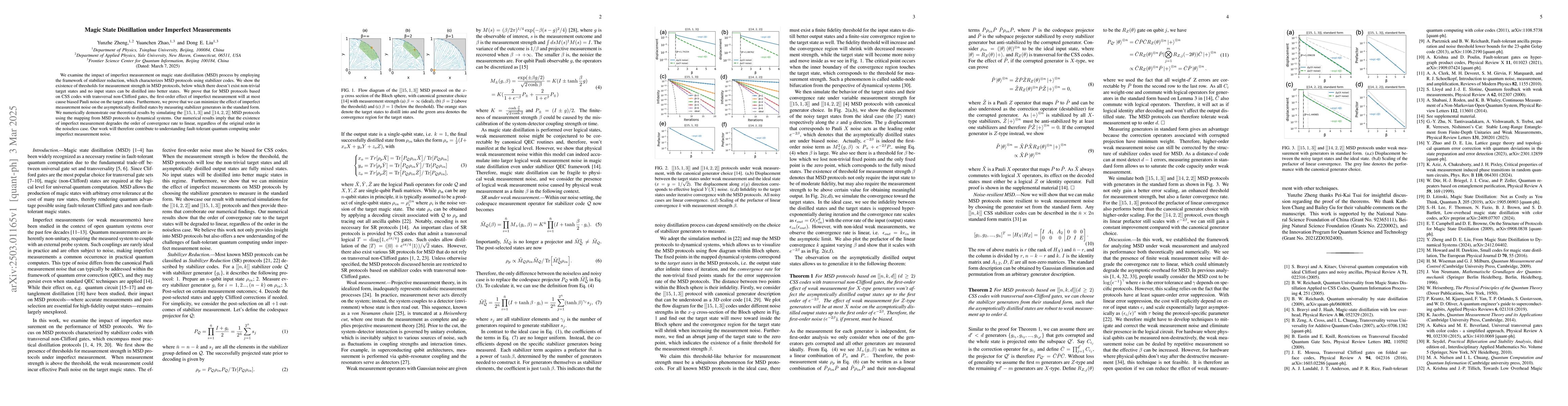 Thumbnail for Magic State Distillation under Imperfect Measurements