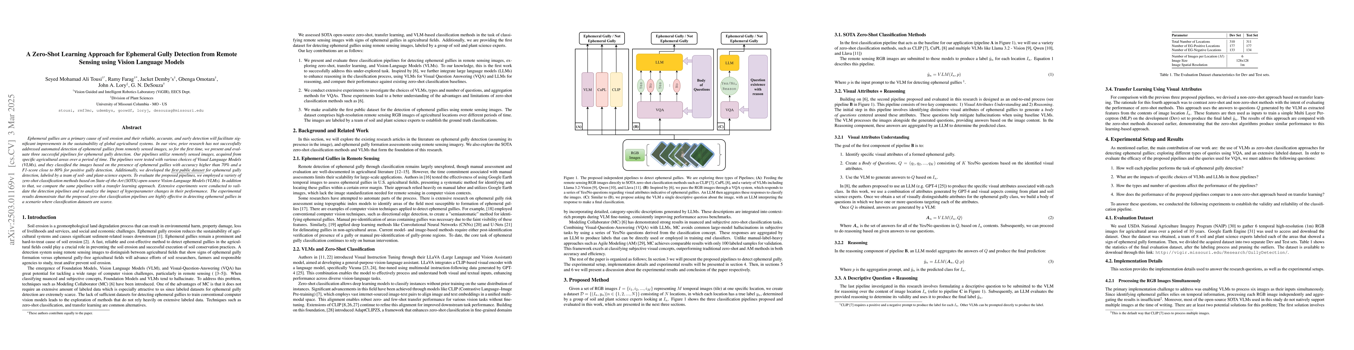 Thumbnail for A Zero-Shot Learning Approach for Ephemeral Gully Detection from Remote
  Sensing using Vision Language Models