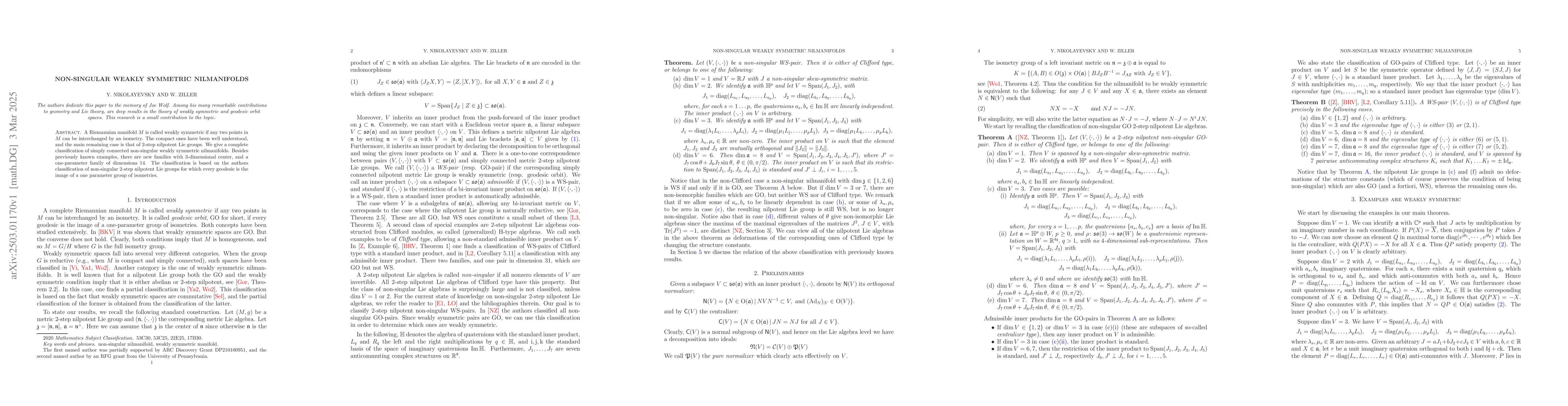 Thumbnail for Non-singular weakly symmetric nilmanifolds