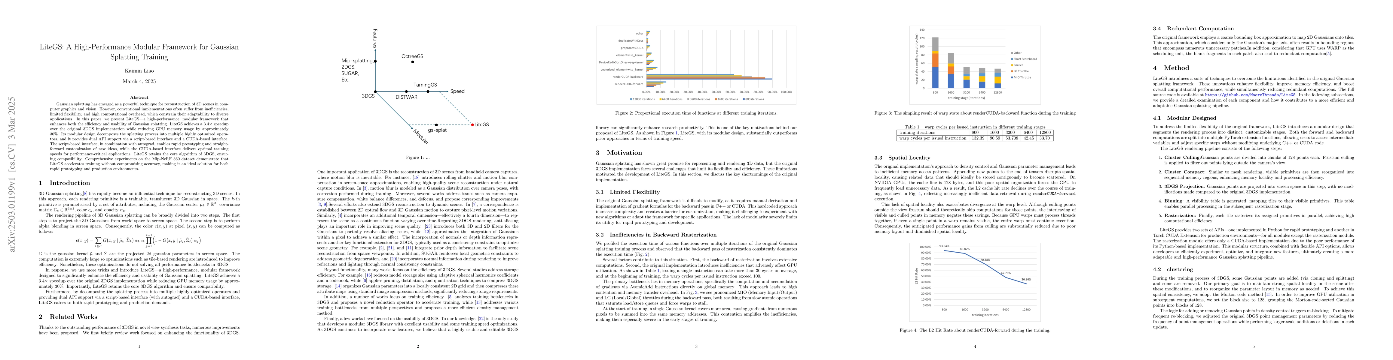 Thumbnail for LiteGS: A High-Performance Modular Framework for Gaussian Splatting
  Training