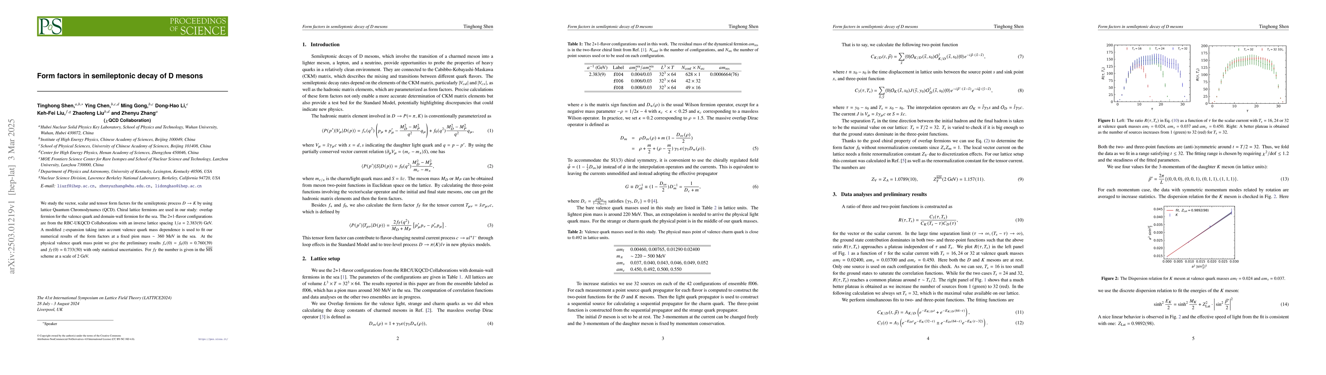 Thumbnail for Form factors in semileptonic decay of D mesons