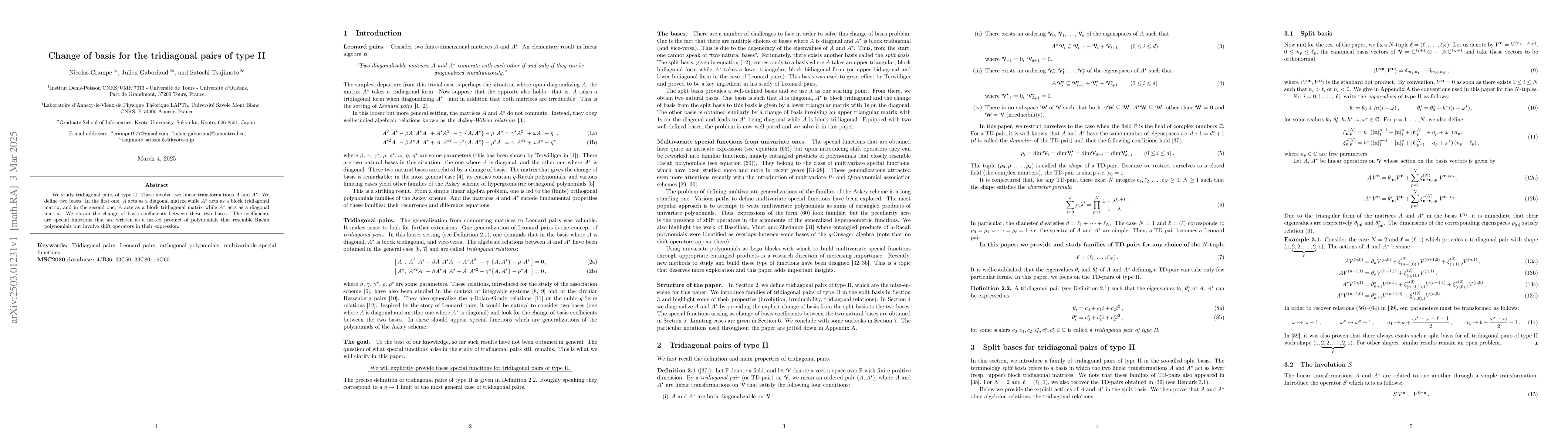 Thumbnail for Change of basis for the tridiagonal pairs of type II