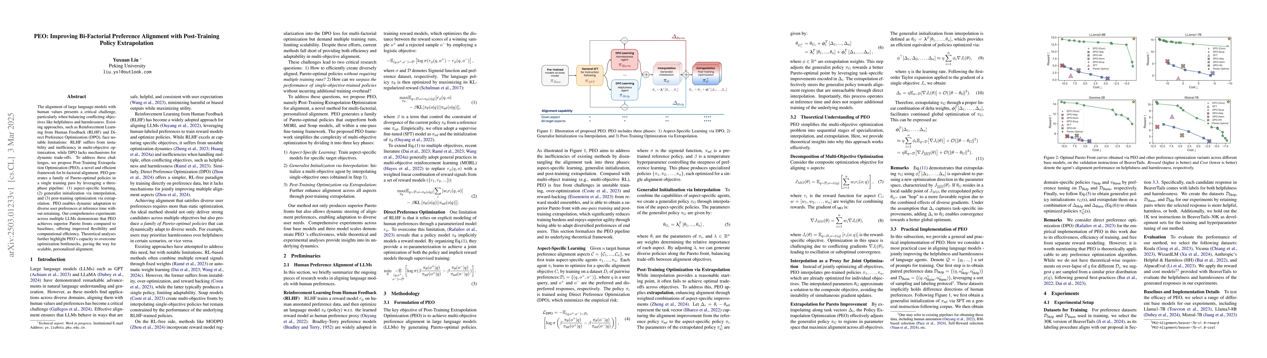 Thumbnail for PEO: Improving Bi-Factorial Preference Alignment with Post-Training
  Policy Extrapolation