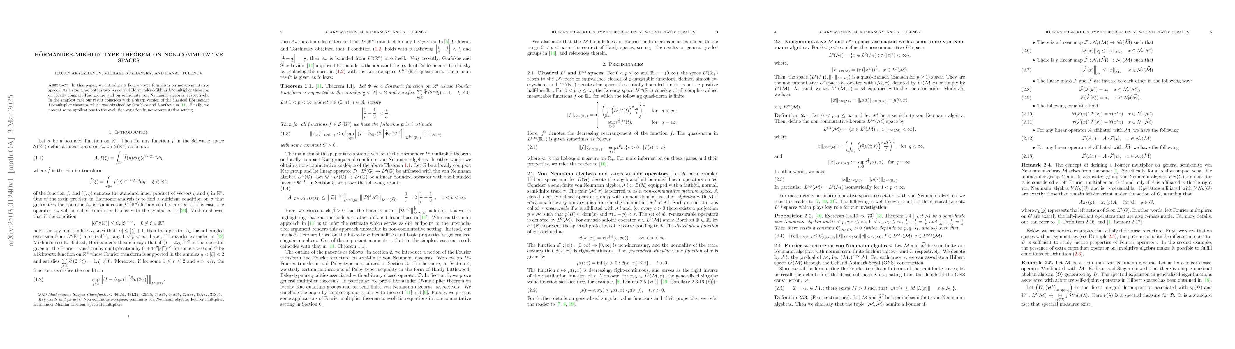 Thumbnail for Hormander-Mikhlin type theorem on non-commutative spaces