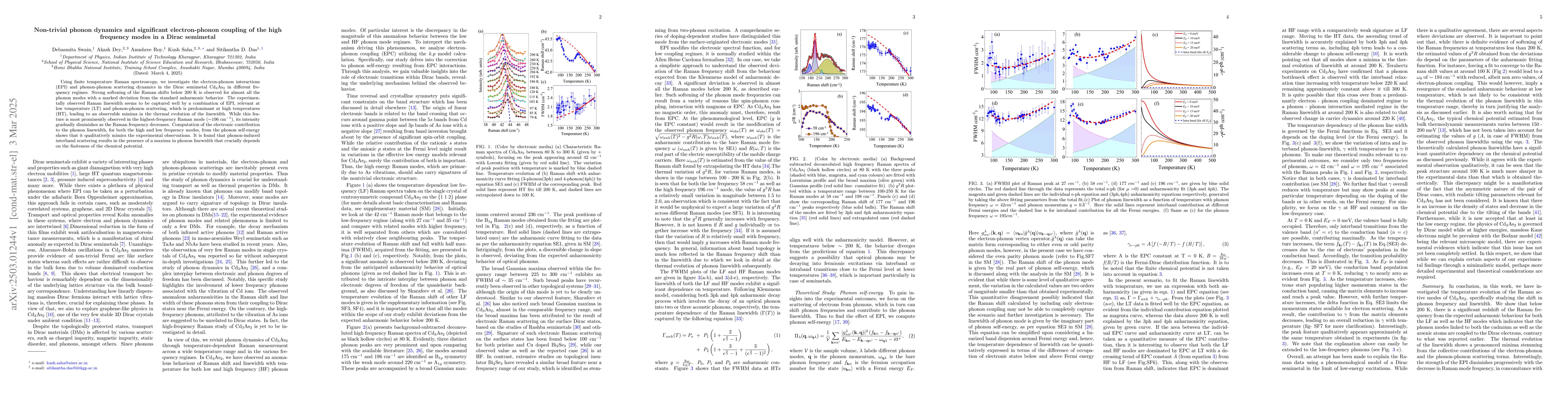 Thumbnail for Non-trivial phonon dynamics and significant electron-phonon coupling of
  the high frequency modes in a Dirac semimetal