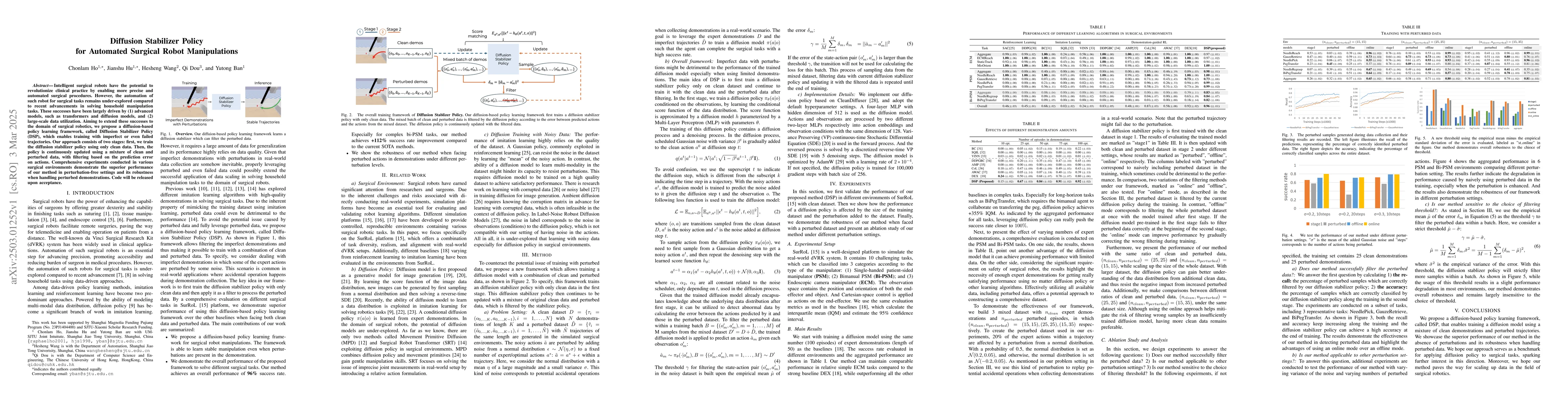 Thumbnail for Diffusion Stabilizer Policy for Automated Surgical Robot Manipulations