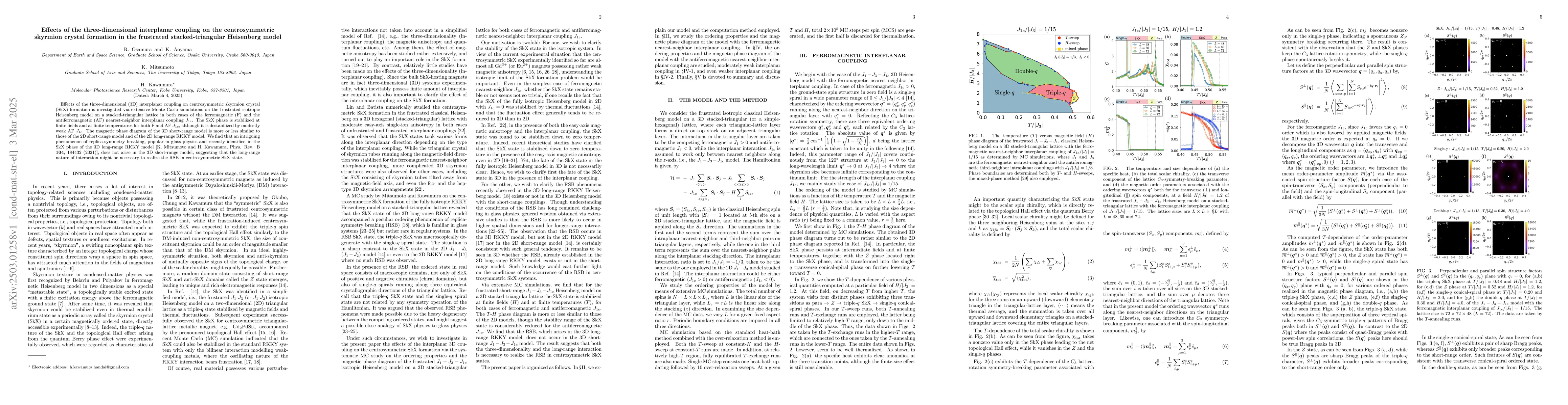 Thumbnail for Effects of the three-dimensional interplanar coupling on the
  centrosymmetric skyrmion crystal formation in the frustrated
  stacked-triangular Heisenberg model