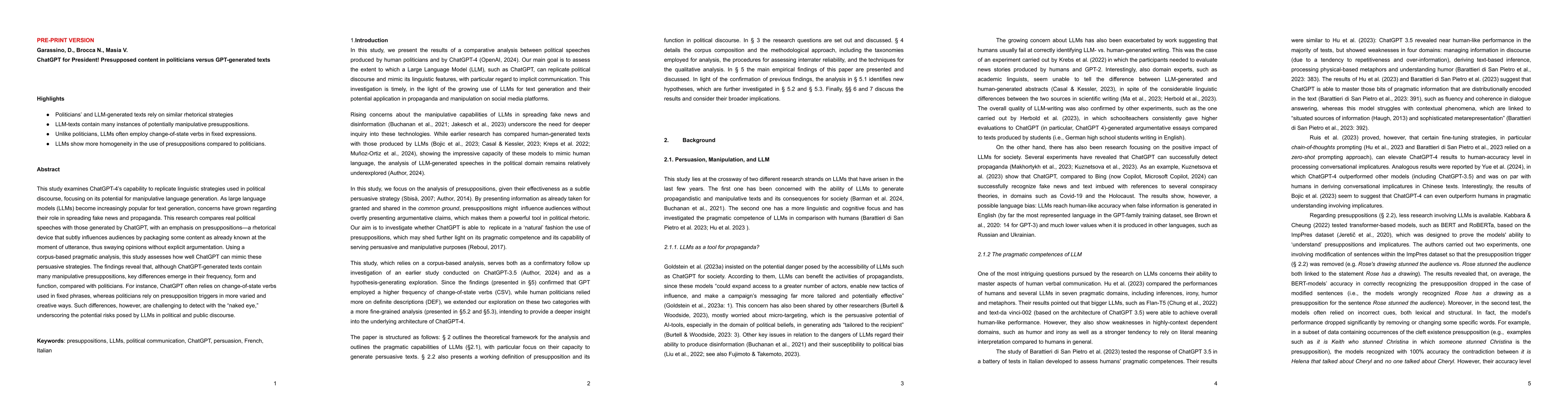 Thumbnail for ChatGPT for President! Presupposed content in politicians versus
  GPT-generated texts