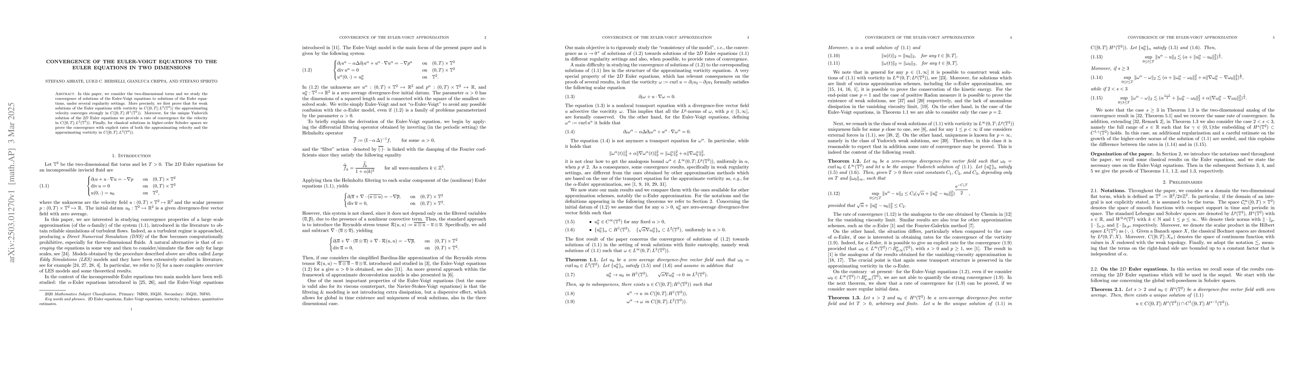 Thumbnail for Convergence of the Euler-Voigt equations to the Euler equations in two
  dimensions