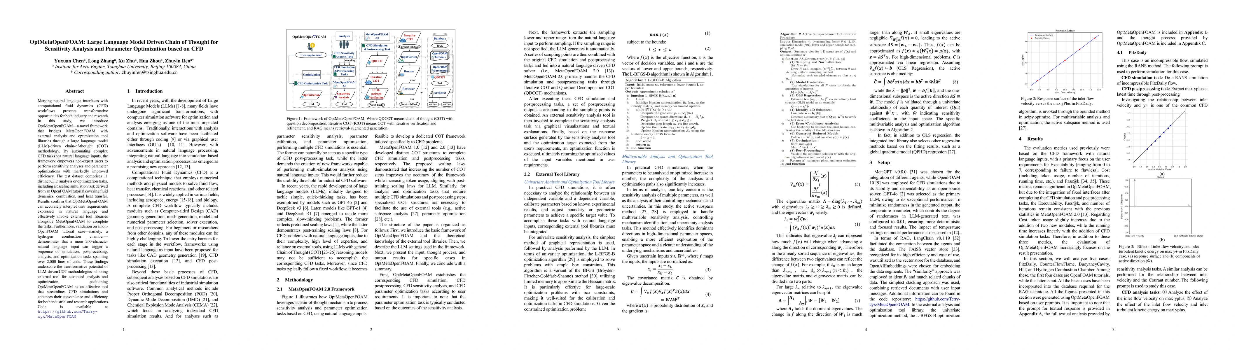 Thumbnail for OptMetaOpenFOAM: Large Language Model Driven Chain of Thought for
  Sensitivity Analysis and Parameter Optimization based on CFD