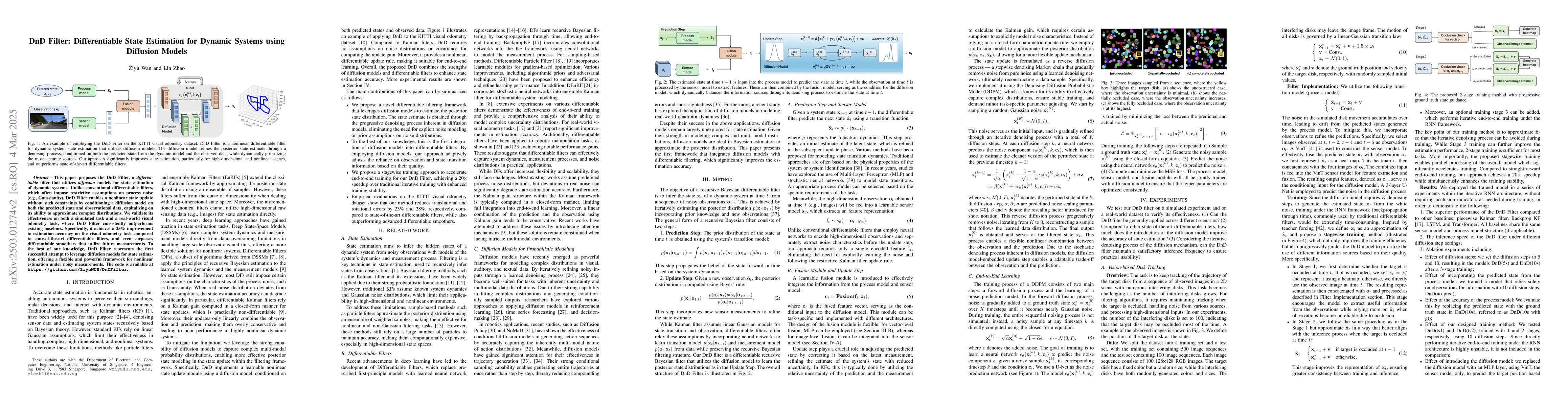 Thumbnail for DnD Filter: Differentiable State Estimation for Dynamic Systems using
  Diffusion Models
