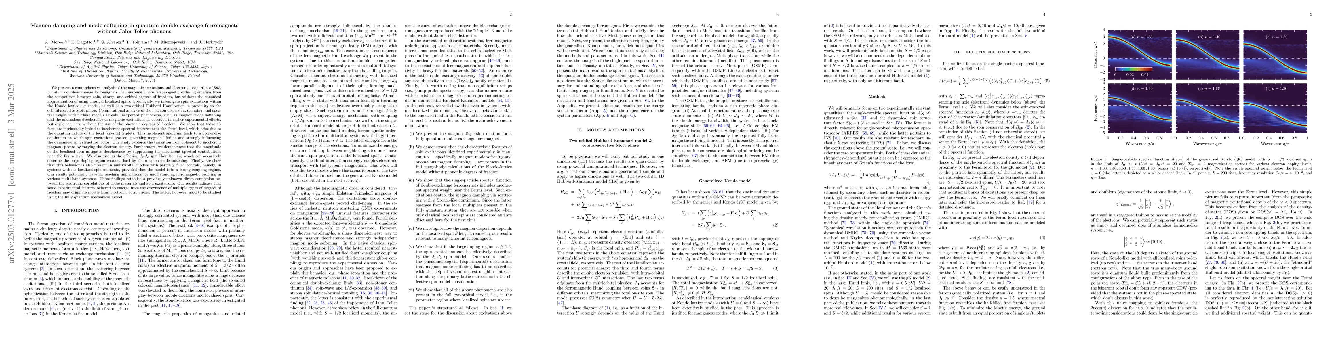 Thumbnail for Magnon damping and mode softening in quantum double-exchange
  ferromagnets without Jahn-Teller phonons