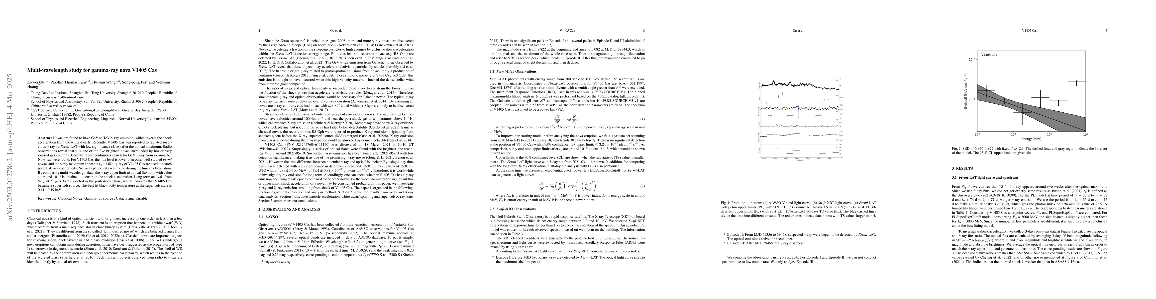 Thumbnail for Multi-wavelength study for gamma-ray nova V1405 Cas
