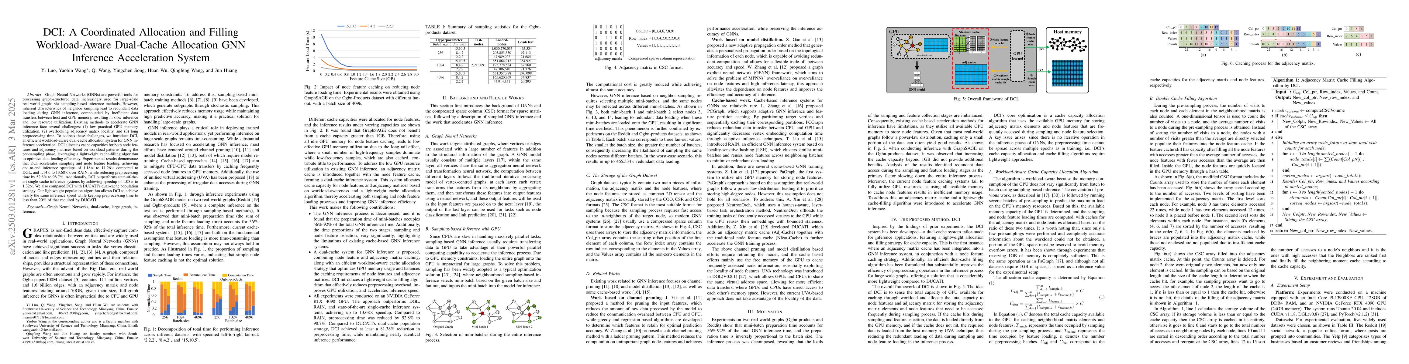 Thumbnail for DCI: A Coordinated Allocation and Filling Workload-Aware Dual-Cache
  Allocation GNN Inference Acceleration System
