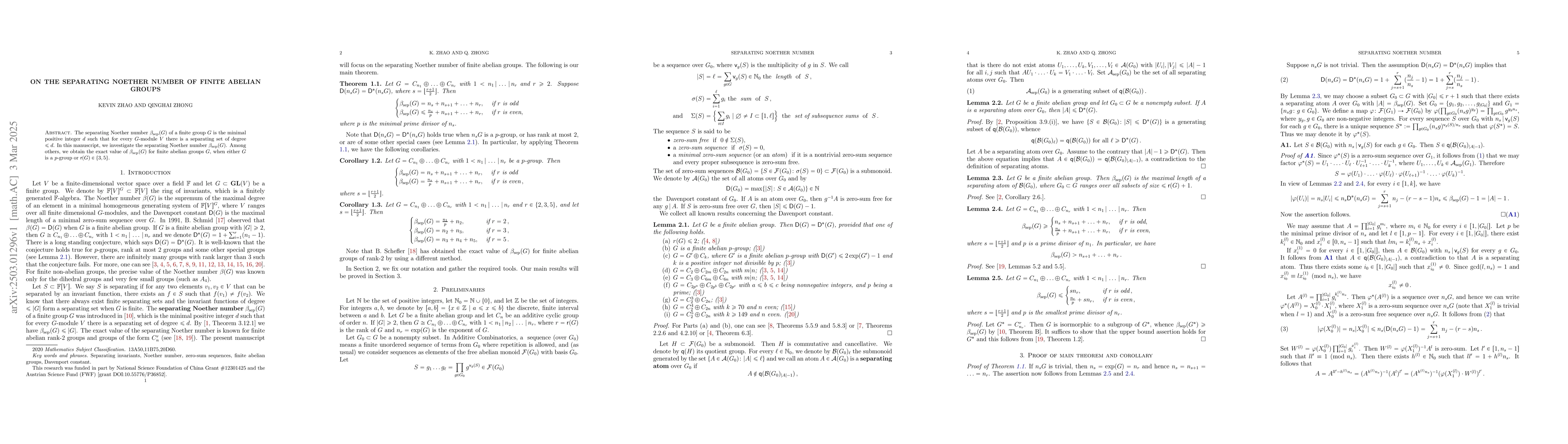 Thumbnail for On the separating Noether number of finite abelian groups