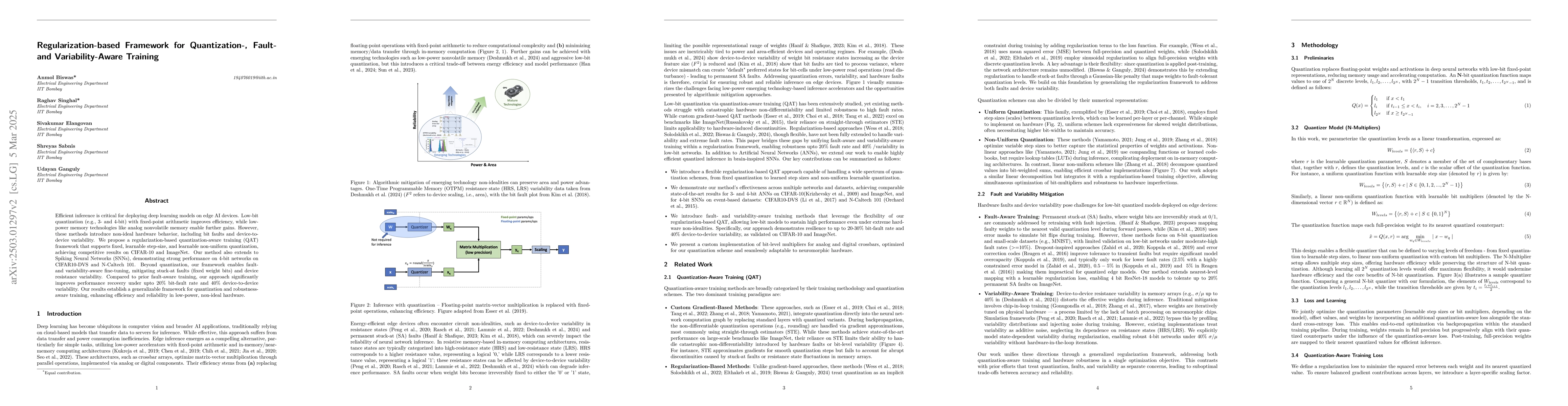 Thumbnail for Regularization-based Framework for Quantization-, Fault- and
  Variability-Aware Training