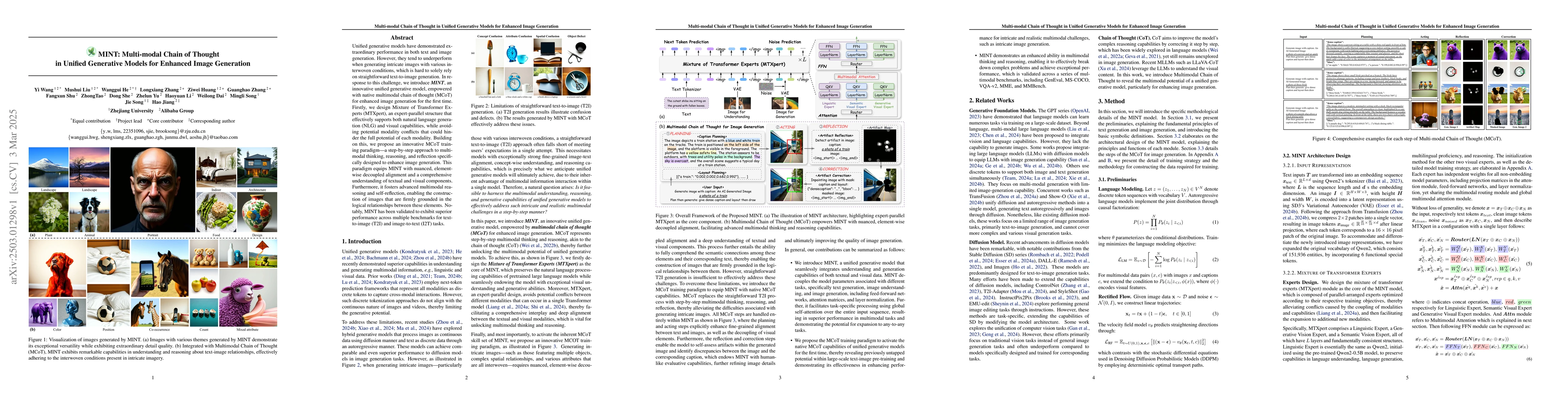 Thumbnail for MINT: Multi-modal Chain of Thought in Unified Generative Models for
  Enhanced Image Generation