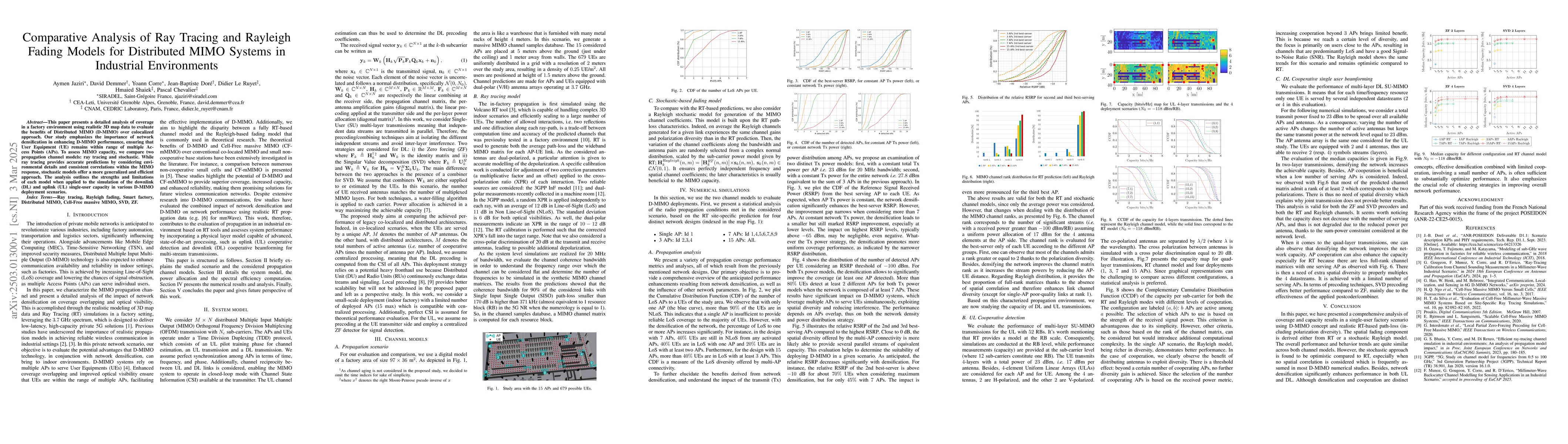Thumbnail for Comparative Analysis of Ray Tracing and Rayleigh Fading Models for
  Distributed MIMO Systems in Industrial Environments