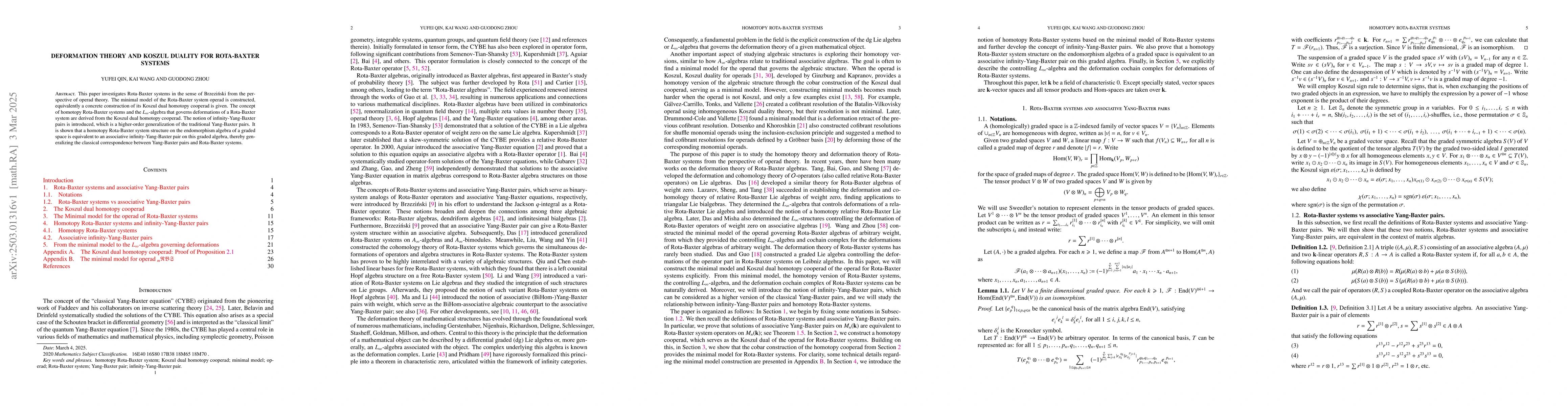 Thumbnail for Deformation theory and Koszul duality for Rota-Baxter systems