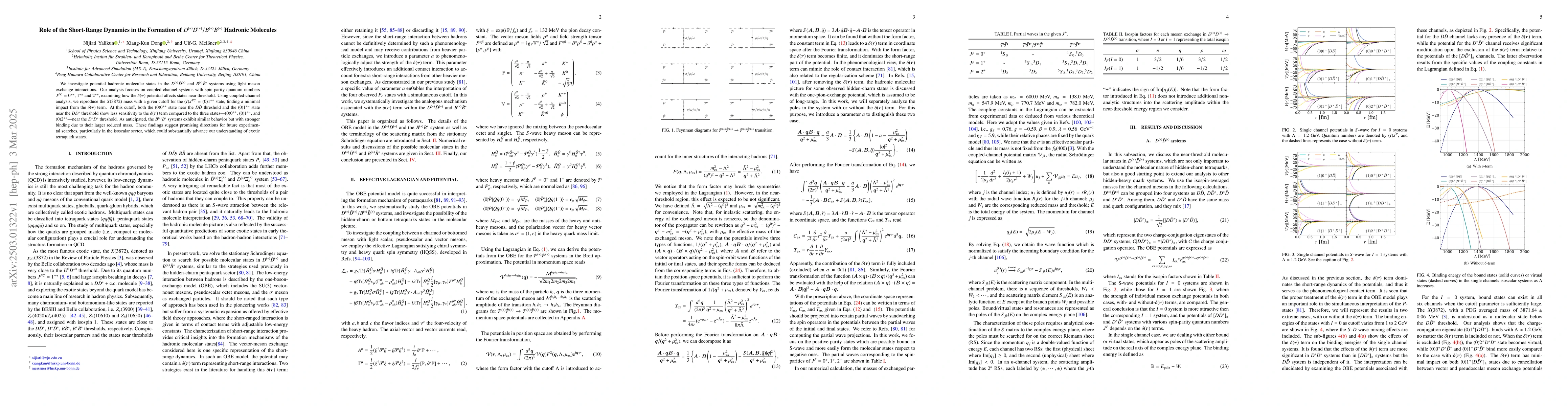 Thumbnail for Role of the Short-Range Dynamics in the Formation of $D^{(*)}\bar
  D^{(*)}/B^{(*)}\bar B^{(*)} $ Hadronic Molecules