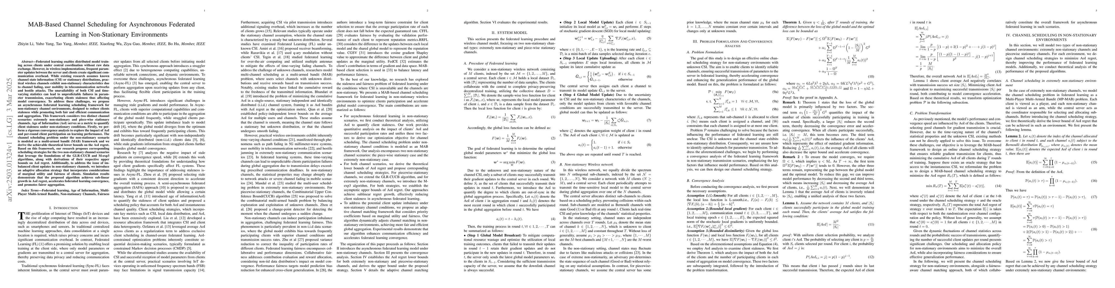 Thumbnail for MAB-Based Channel Scheduling for Asynchronous Federated Learning in
  Non-Stationary Environments